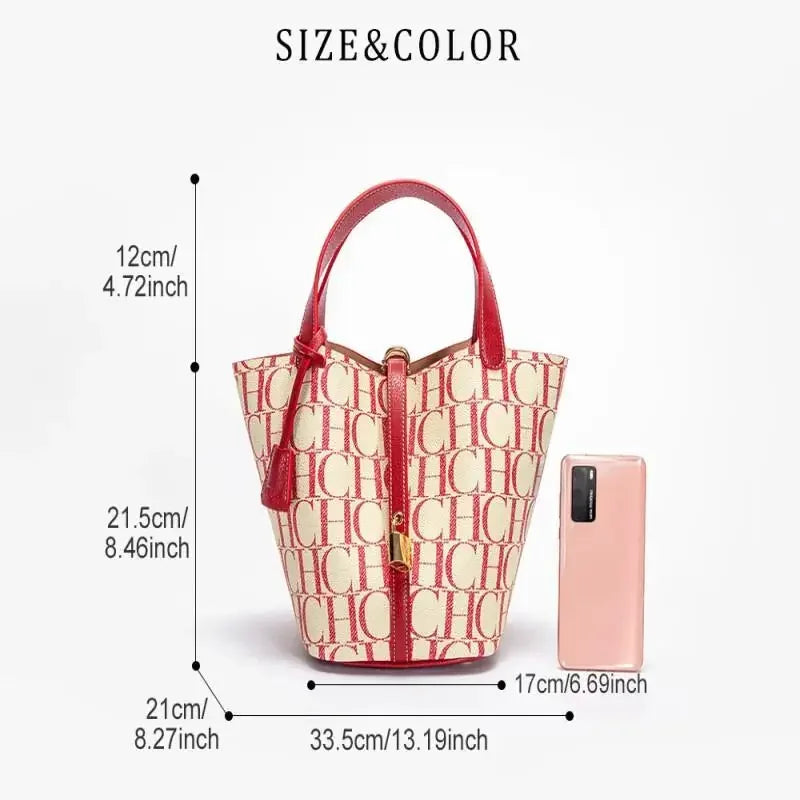 CH Large Capacity Commuter Travel Crossbody Bag Luxury Brand Women's Shoulder Bag Fashion Women's Handbag PVC Jacquard Texture